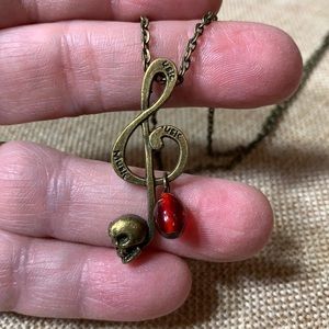 Skull Clef Music symbol necklace New Handmade